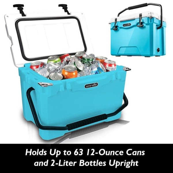 Serenelife Portable Cooler Box - Holds Up to 63 Cans, Keeps Ice Up to 5 Days, Heavy-Duty 25-Quart (Blue) SLCB25BL - main